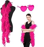 federboa pink günstig Lieferumfang: 1x Federboa Federboa,Länge Circa 200 cm,Feather Boa with Heart Glasses,80 Gramm Flauschige Federboa Kostüm-Accessoire, Charleston, 20er Jahre, Flapper, Karneval, Mottoparty (Rose Rot)
