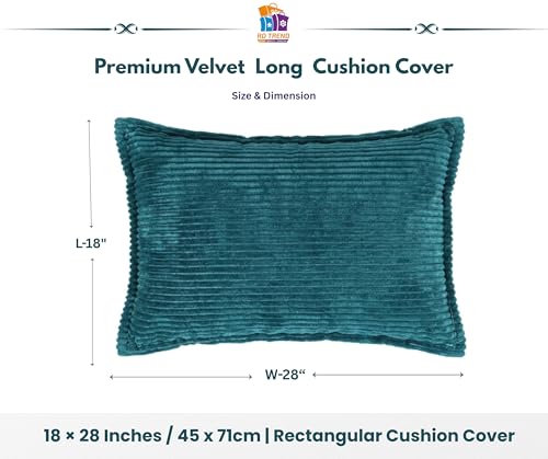 Image of RD TREND Corduroy Cushion Cover Set of 2, Striped Double Sided Decorative Throw Pillowcases for Sofa, Bed & Living Room Rectangular Long Cushion Covers 18x28 inches | Crash Blue