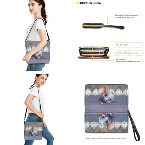 Image of Bucket Crossbody Bag Set for Women Lady, Leather Purse and Wallet Set Large Bucket Bag with Wallet