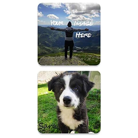 Personalised Photo Coasters - Your Image, Photo, Text, Logo. Wine Drinks Tea Coffee Mat (2X Square) Cover