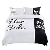 Ucharge Black White Duvet Cover Set Queen, Simple Room Decor 3Pcs Bedding Set with Quilt Cover and 2 Pillowcases