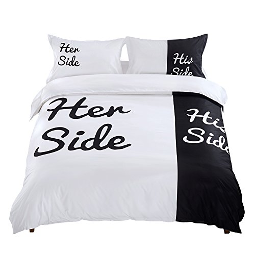 Ucharge Black White Duvet Cover Set Queen, Simple Room Decor 3Pcs Bedding Set with Quilt Cover and 2 Pillowcases