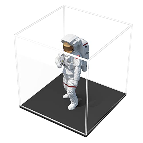 HOPEME Vitrina de 5 x 5 x 5 pulgadas, caja de exhibición acrílica para coleccionables, vitrina acrílica a prueba de polvo con tapa y base negra mate para modelos y figuras de acción