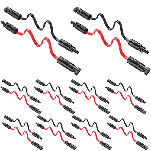 Bateria Power Super Flat Solar Cable Connector, 30Amp Balcony Photovoltaic Solar Extension Wire with Male and Female Connectors Solar Panel Adaptor for RV Solar Panels (Black and Red) 100CM