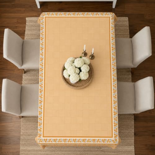 Image of STITCHNEST Cotton Slub Table Cover for 6 Seater Dining Table|54 x 78 Inches, Digitally Printed|Durable, Washable & Fade-Resistant Fabric