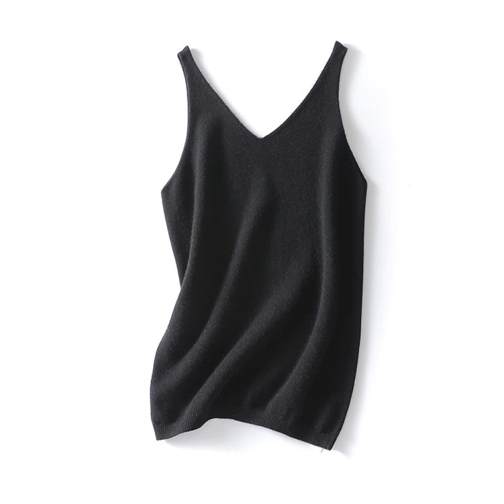 Canottiera Donna Cotone,Canottiera Da Donna In Maglia Nera Lana Calda Corsetto Canotta Canotta Sexy Con Scollo A V Canotta Termica Senza Cuciture Canotta Modellante Con Cinturino Top Da Donna