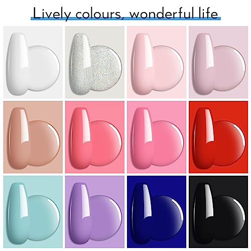 Phoenixy Gel Nail Polish Set, 12 Colours Gel Nail Kit with U V Nail Lamp 8ML Soak off Gel Nail Polish Starter Kit Blue Pink Nail Kit Gifts Set for Women - Image 3
