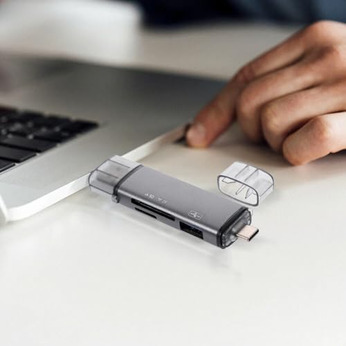 Image of 3 in 1 Card Reader with OTG, SD /TF, USB Type C, USB 3.0, Micro USB - Portable for Memory Cards, Compatible with SDHC, SDXC, MMC, RS-MMC, Micro SDXC