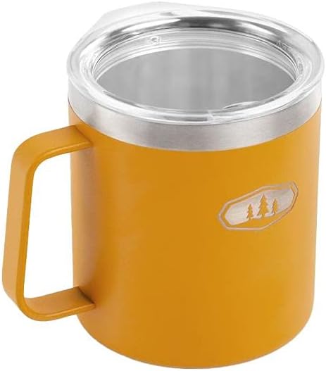 GSI 63254 63254 Glacier Stainless Steel Camping Cup, 15 oz, Mineral Yellow, Approx. 4.6 x 3.5 x 4.1 inches (117 x 89 x 104 mm)