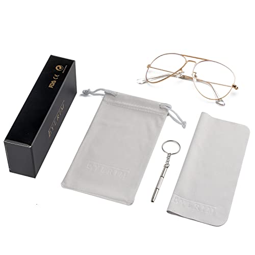 EYLRIM Blue Light Aviator Glasses for Women Men Metal Pilot Frame Clear Lens Computer Eyeglasses(01 Gold) by EYLRIM - Image 7