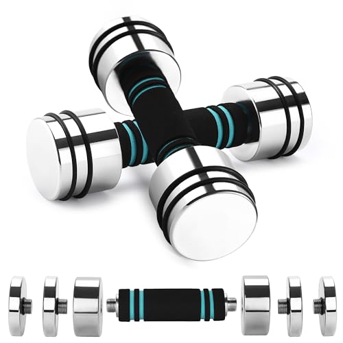 FEECCO - Mancuernas ajustables, 10/15/20 libras, par de 2 juegos de pesas para gimnasio en casa