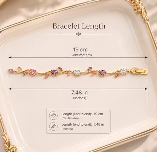 Image of Tulips Bracelet for Women | Floral Charm Adjustable Gold Plated Bracelet for Girls