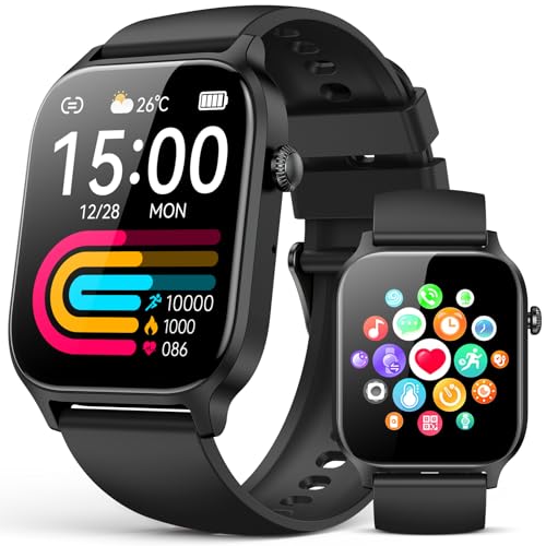 paybay Smartwatch Demen Herren, 1,85' HD Touch Fitnessuhr,Fitness Tracker with 110 Sportmodi, Schrittzähler/Schlafmonitor, IP68 Wasserdicht, Sportuhr für iOS Android mit Telefonfunktion