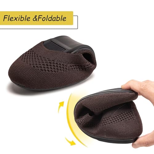 Image of Frank Mully Women's Ballet Flats Round Toe Walking Flats Slip On Work Shoes Knitted Flats Shoes for Woman Soft Lightweight