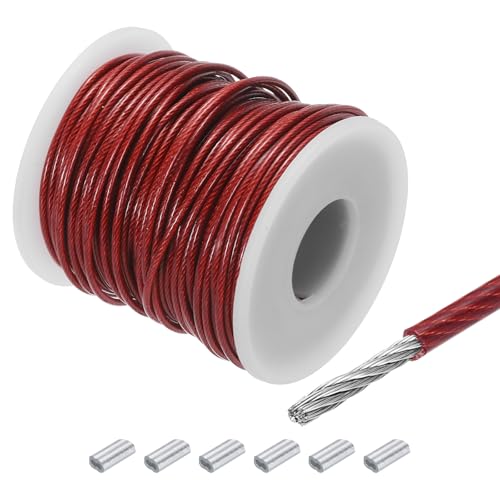 MECCANIXITY 98Ft(30M) Wire Rope 304 Stainless Steel Cable 1/16