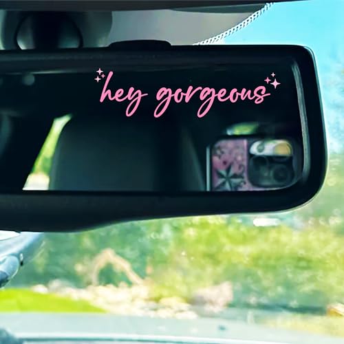 Image of Set 3Pcs Hey Gorgeous Rearview Mirror Decal Beautiful, Girly, Inspirations Stickers Selflove Sign Sticker Water Bottle Laptop Decal Vinyl Waterproof 4x1 Inches Car Decals for Women Mom Girl