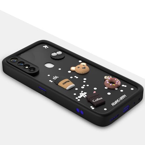 Image of Bintage Cute Fun Taddy| 3D Ball Bear| Donut| Coffee Rubber Case Full Body & Camera Protection Back Cover Compatible for Infinix Hot 8 - Black