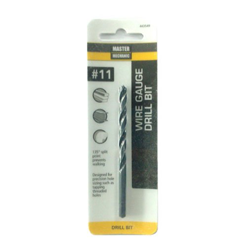 Master Mechanic #11 3.5-Inch Wire Gauge Drill Bit with Black Oxide Coating