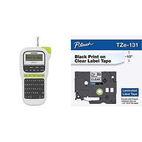 Brother P-Touch, Easy Portable Label Maker, Lightweight, QWERTY Keyboard, One-Touch Keys & Genuine P-Touch TZE-131 Tape, 1/2" (0.47") Standard Laminated P-Touch Tape, 26.2 Feet (8M), Single-Pack