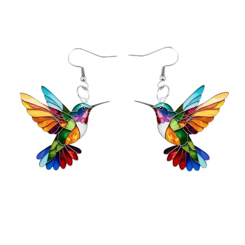 Colorful Hummingbird Earrings, Acrylic Animals Earrings For Women, 2D Unique Bird Earrings,Hummingbird Jewelry Gifts for Women on Christmas,Holidays,Birthday