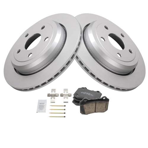 Image of TRQ Rear Brake Pad and Rotor Set Ceramic G Coated Vented Rotors Compatible with 2018-2019 Dodge Durango 2020-2021 Jeep Grand Cherokee