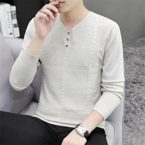 Men's Thin Pullovers Slim Fit Knitted Korean Style V-Neck Sweater2