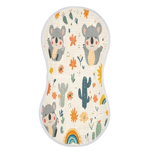 Cartoon Koala Burp Cloths Cotton Baby Washcloths,Large 22x11in Burping Cloth Absorbent and Soft for Newborn Baby Boys and Girls,2 Pack