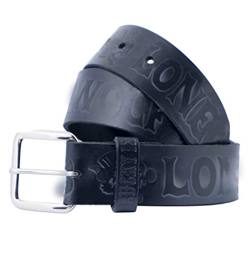 Mens No Club Embossed Leather Belt Black XL
