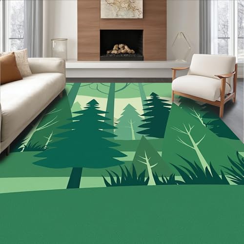 ODIKA Flatwoven High Traffic Area Rug 6x9, Forest Dream Whimsical