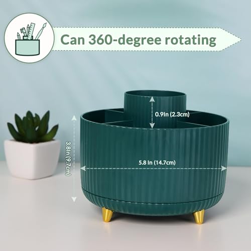 Skydue 360 Degree Rotating Desk Organizer, Dual-Purpose Pencil Pen Holder For Desk, Rotating Desk Pen Organizer With 5 Slots thumb #2
