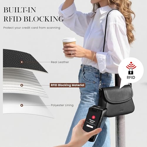 Image of befen Genuine Leather Saddle Crossbody Bags for Women with RFID Blocking, Small Flap Cross Body Purse Hangbags