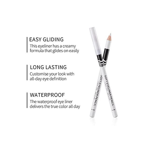 White Eyeliner Pencils Professional Use as Highlighter, Soft, Waterproof, Long-Lasting Eyeshadow, Eye Brightener, Beauty Makeup Tools (12pcs)