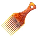 Afro Hair Pick Comb Smooth Hair Fork Comb Lightweight Amber Plastic Detangle African Styling Tool...