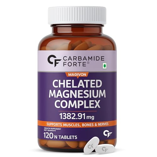 Image of Carbamide Forte Chelated Magnesium Citrate Oxide Supplement | Triple Magnesium Supplement Supports Bones Muscles & Nerves 1382.91mg Per Serving - 120 Veg Tablets