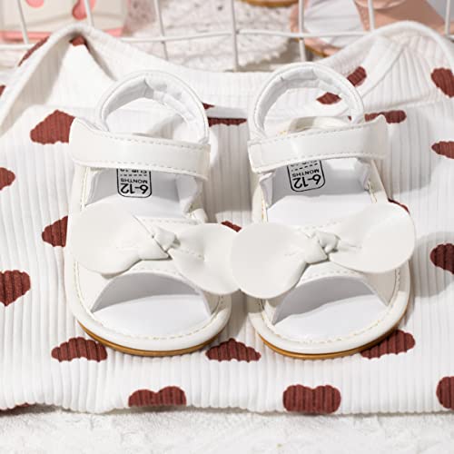 Image of Babelvit Infant Baby Girl Boy Sandals Comfort Premium Summer Outdoor Casual Beach Shoes with Flower Bowknot Anti Slip Rubber Sole Newborn Toddler Prewalker First Walking Shoes