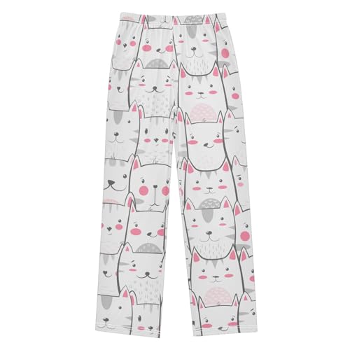 Boys' Pants Cute Cats Cartoon Long Bottoms Jogger Pants Elastic Waist Trousers with Pockets S-XL