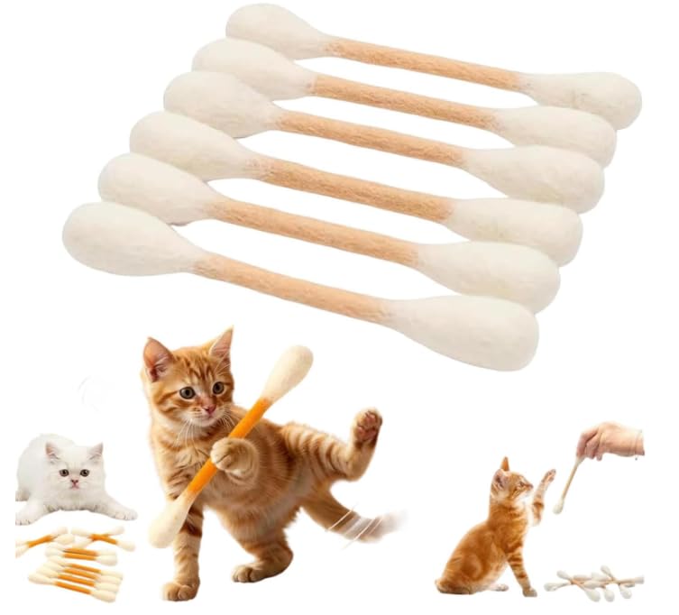 Yelschwa Giant Q Tip Cat Toy 2026 New Long-Lasting Chew and Kicker Toy for Cats Durable Big Kitten Chew Dental Teething Ropes for Exercise Boredom Relief (Green) (Beige)