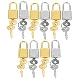 IMIKEYA Mini Candados Vintage para Diario y Equipaje, 10 Piezas Plástico Resistente, Llaves de Cerradura para Taquilla de Gimnasio, Maletas y Cofres de Tesoro, Colores Dorado y Plateado,