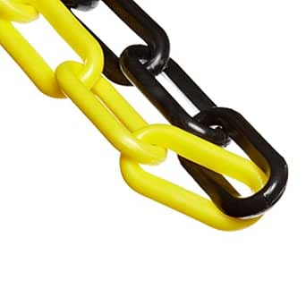Mr. Chain Plastic Barrier Chain, Alternating Black/Yellow, 2-Inch Link Diameter, 100-Foot Length (50029-100)