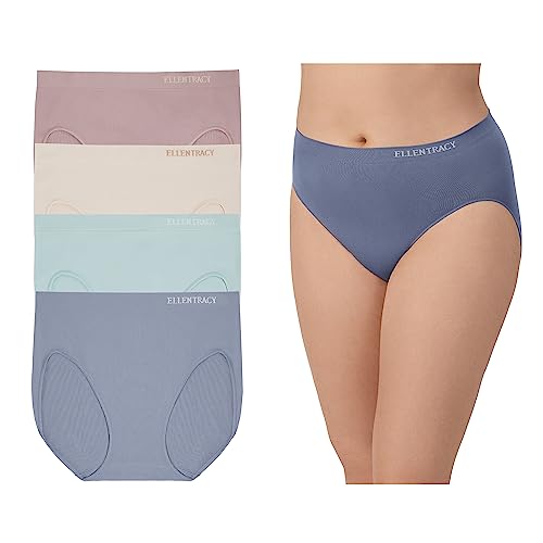 Image of COMPANY ELLEN TRACY Women's High Cut Brief Panties Breathable Seamless Underwear 4-Pack Multipack (Regular & Plus Size)