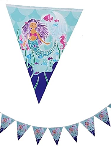 Surprise Magical Mermaid Decorations Birthday Party Flag Banner For Children's Girls Under The Sea Theme