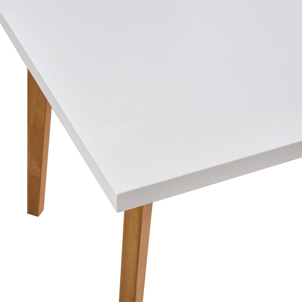 Mesa de Comedor Extensible Blanca Estilo Nórdico con Patas de Madera de Roble – 140/180x90x75 cm – Diseño Moderno y Elegante con Tapa Lacada en MDF