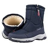 Saisons: automne-hiver ORANDESIGNE Botte Femme Homme Hiver Fourrure Bottines Neige Plates Chaudes Chaussures Montantes a Lacet Antidérapant Mode Unisexe Bottes de Neige D\'extérieur E Bleu Foncé 40 EU