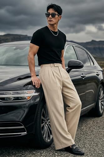 Image of Veirdo Men's Korean Style Pants with Modern Slim Fit Design, Comfortable Fabric, Casual & Smart Look, Perfect for Office and Outings (Sizes S to 2XL)