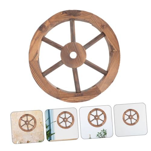 Roue de charrue en bois de 40 cm objet déco rustique mural - 8
