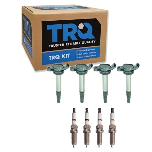 TRQ Ignition Coil & Spark Plug Kit 8 Piece Iridium Spark Plugs Compatible with 2011-2017 Lexus CT200h 2008-2016 Scion xD 2016 Scion iM 2009-2021 Toyota Corolla Prius Matrix Prius V C-HR Corolla iM