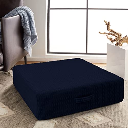 Idee-Home Floor Pillows Seating For Adults, Square Large Floor Cushions For Sitting Yoga Meditation, Floor Pillows For Kids 5" Ultra Thick Soft Memory Foam With Removable Cover, (Navy, Square 22") #TOP19