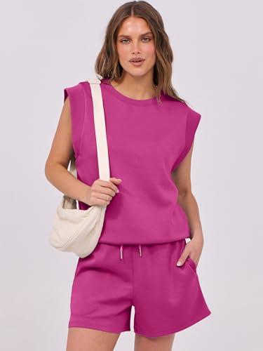 Image of ANRABESS Two Piece Sets for Women 2026 Summer Short Lounge Set Casual Beach Vacation Outfits Spring Sweatsuits Tracksuit