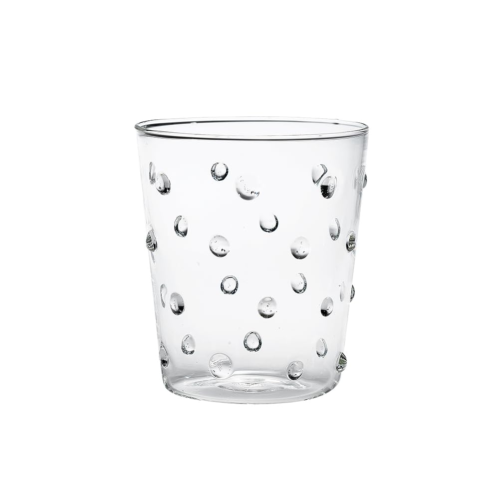 Zafferano Juego de vasos de cristal de borosilicato en diseño de lunares (transparente)