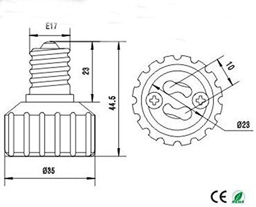 E-Simpo® 6-Pack E17 To Gu10 Light Socket Adapter, Ceramic E17 To Gu10 Halogen Cfl Led Lampholder Base Converter #TOP1